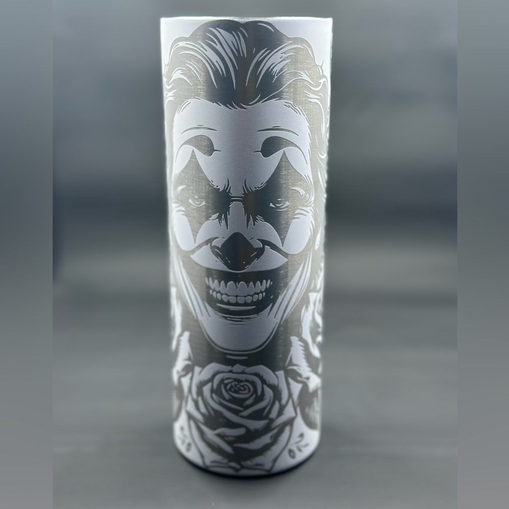 Laser engraved Halloween themed tumbler. It is 20oz and glows in the dark.